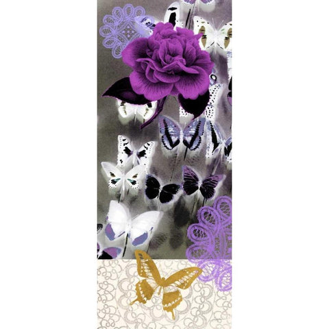 Butterfly Showers 1 Gold Ornate Wood Framed Art Print with Double Matting by Taylor, Evangeline