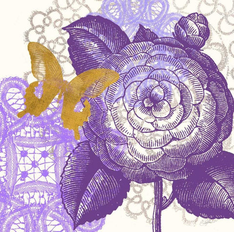 Lace Butterfly 2 White Modern Wood Framed Art Print with Double Matting by Taylor, Evangeline