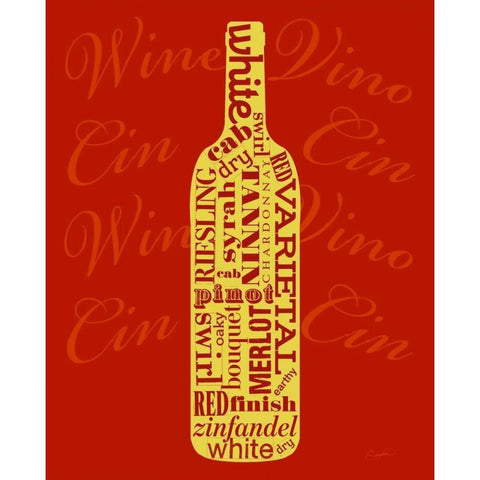 Wine Words Bottle Black Modern Wood Framed Art Print by Taylor, Evangeline