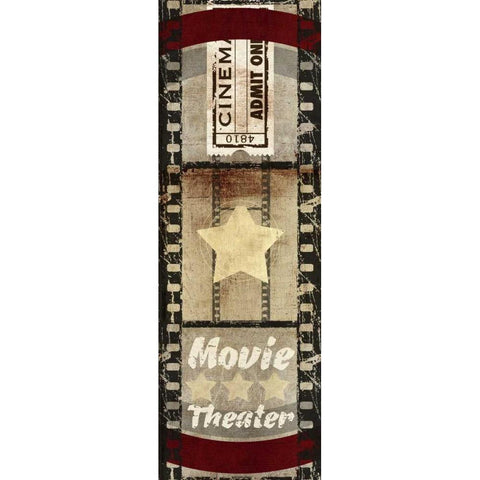 Cinema Ticket Black Modern Wood Framed Art Print by Taylor, Evangeline