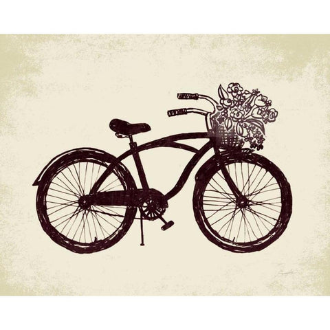 Flower Basket Bike White Modern Wood Framed Art Print by Taylor, Evangeline