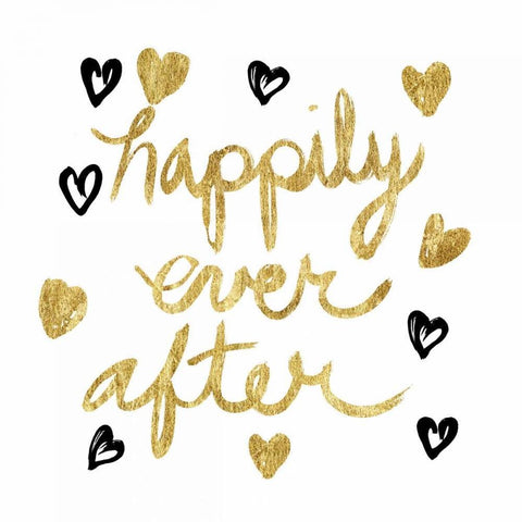 Happily Ever After! Gold White Modern Wood Framed Art Print with Double Matting by Taylor, Evangeline