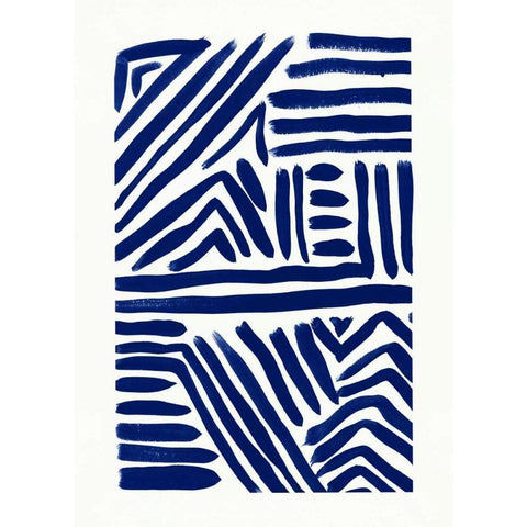 Indigo Lines Black Modern Wood Framed Art Print by Taylor, Evangeline
