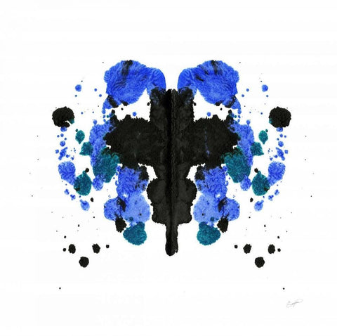 Ink Blot Indigo 1 Black Ornate Wood Framed Art Print with Double Matting by Taylor, Evangeline