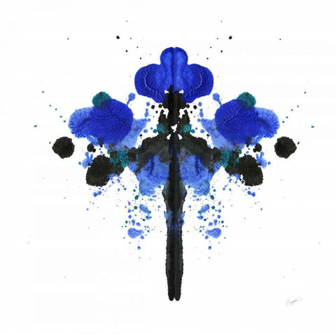 Ink Blot Indigo 2 White Modern Wood Framed Art Print with Double Matting by Taylor, Evangeline