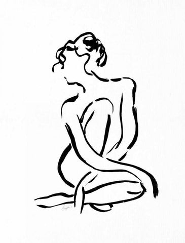 Gestural Figure Study Front White Modern Wood Framed Art Print with Double Matting by Taylor, Evangeline