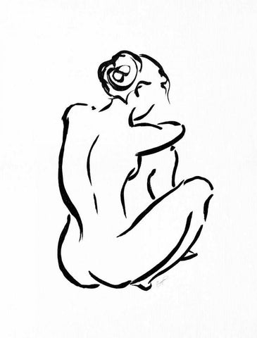 Gestural Figure Study Back White Modern Wood Framed Art Print with Double Matting by Taylor, Evangeline
