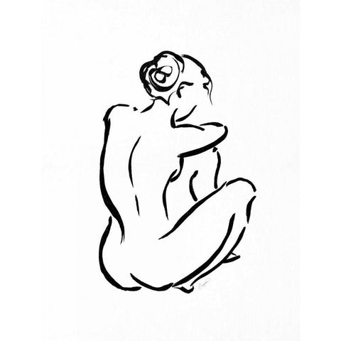 Gestural Figure Study Back Black Modern Wood Framed Art Print by Taylor, Evangeline