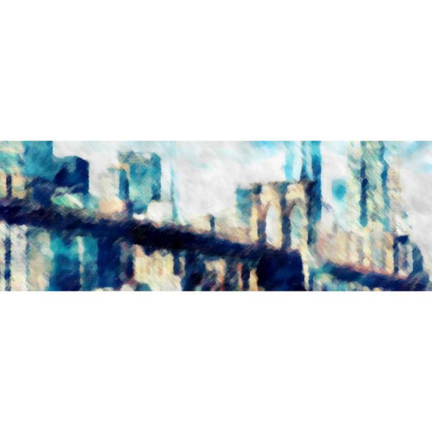 City Blue Impression Black Modern Wood Framed Art Print with Double Matting by Taylor, Evangeline