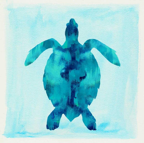 Tropical Sea Turtle Black Ornate Wood Framed Art Print with Double Matting by Taylor, Evangeline