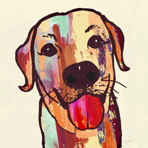 Lab Happy! White Modern Wood Framed Art Print with Double Matting by Taylor, Evangeline