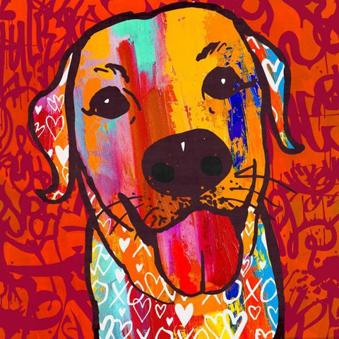 Happiest Lab! White Modern Wood Framed Art Print with Double Matting by Taylor, Evangeline