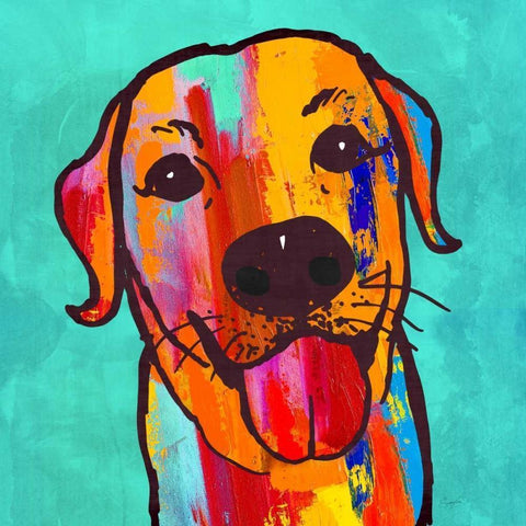 Lab Happy! Black Modern Wood Framed Art Print with Double Matting by Taylor, Evangeline