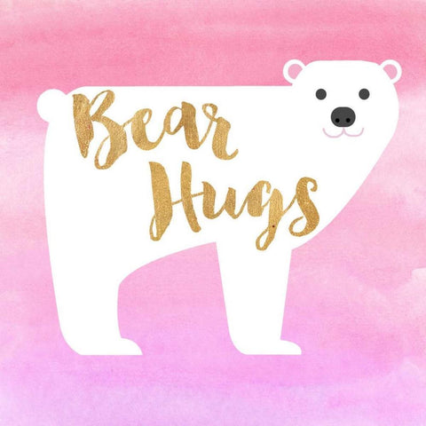 Bear Hugs Pink White Modern Wood Framed Art Print with Double Matting by Taylor, Evangeline
