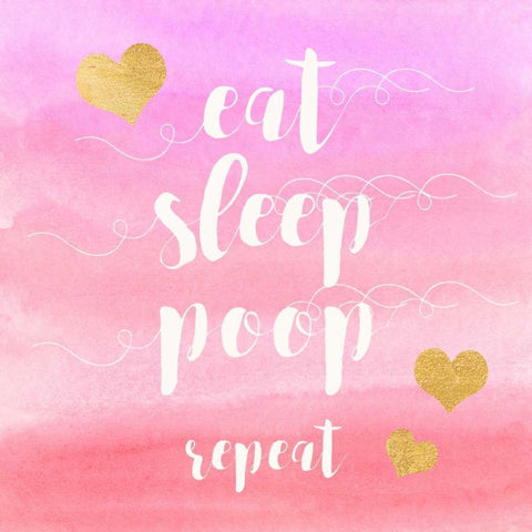 Eat, Sleep, Poop, Repeat Gold Ornate Wood Framed Art Print with Double Matting by Taylor, Evangeline