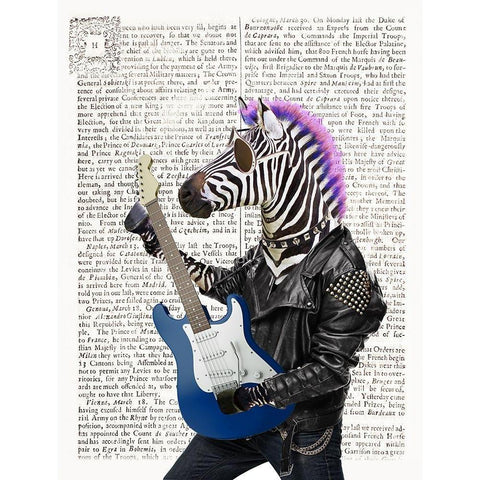Rockn Zebra White Modern Wood Framed Art Print by Taylor, Evangeline