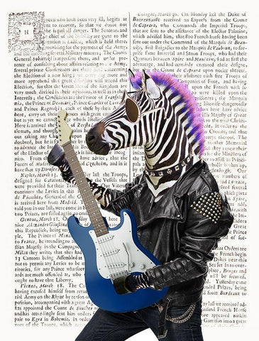 Rockn Zebra Black Ornate Wood Framed Art Print with Double Matting by Taylor, Evangeline