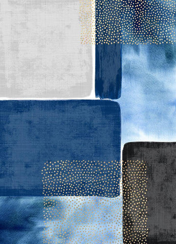 Shape and Texture Blue White Modern Wood Framed Art Print with Double Matting by Taylor, Evangeline
