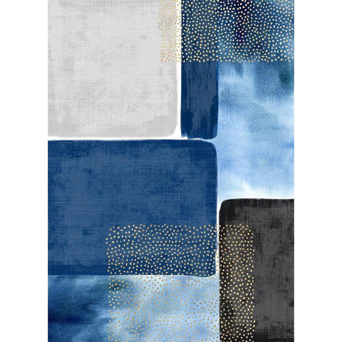 Shape and Texture Blue Black Modern Wood Framed Art Print with Double Matting by Taylor, Evangeline