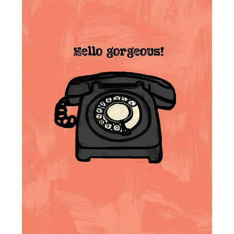 HELLO GORGEOUS INK SKETCH Black Modern Wood Framed Art Print by Valentina, Valentina