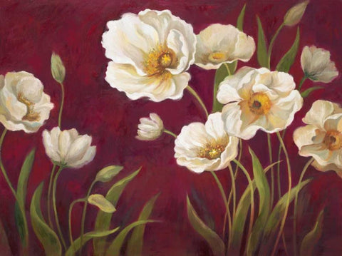 Harmony Poppies Black Ornate Wood Framed Art Print with Double Matting by Art Atelier Alliance