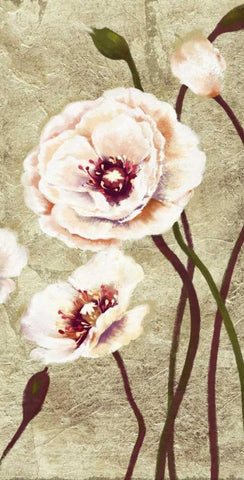 Dancing Poppies 3 White Modern Wood Framed Art Print with Double Matting by Art Atelier Alliance