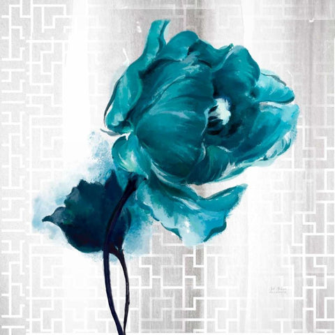 Exquisite Spring Turquoise Tulip Black Modern Wood Framed Art Print by Art Atelier Alliance
