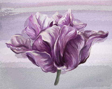 Awash In Plum Floral White Modern Wood Framed Art Print with Double Matting by Art Atelier Alliance