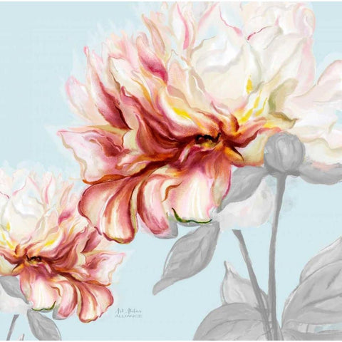 Blushing Peony Square 1 Black Modern Wood Framed Art Print with Double Matting by Art Atelier Alliance