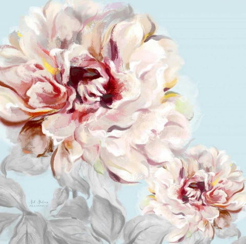 Blushing Peony Square 2 White Modern Wood Framed Art Print with Double Matting by Art Atelier Alliance