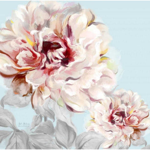 Blushing Peony Square 2 Black Modern Wood Framed Art Print with Double Matting by Art Atelier Alliance