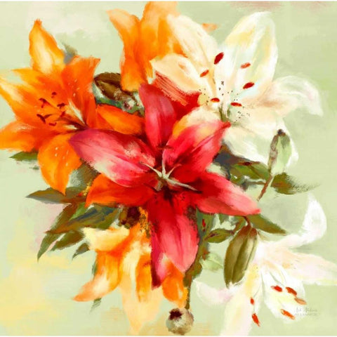 Bursting Lillies 2 Gold Ornate Wood Framed Art Print with Double Matting by Art Atelier Alliance