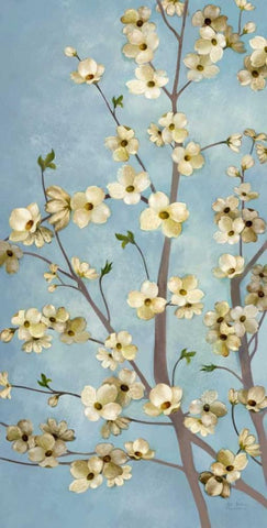 Heritage Dogwood 1 White Modern Wood Framed Art Print with Double Matting by Art Atelier Alliance