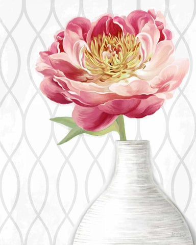 Designer Peony 2 Black Ornate Wood Framed Art Print with Double Matting by Art Atelier Alliance