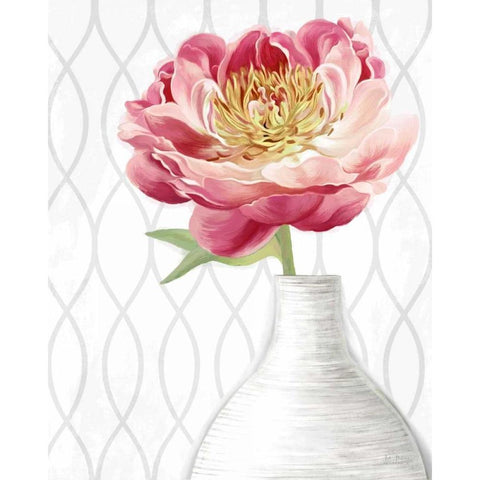 Designer Peony 2 Black Modern Wood Framed Art Print by Art Atelier Alliance