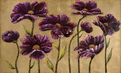 Plum Bliss Handpainted Canvas Black Ornate Wood Framed Art Print with Double Matting by Art Atelier Alliance