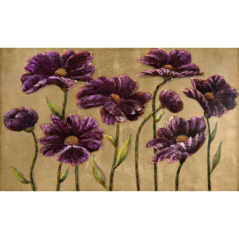 Plum Bliss Handpainted Canvas White Modern Wood Framed Art Print by Art Atelier Alliance