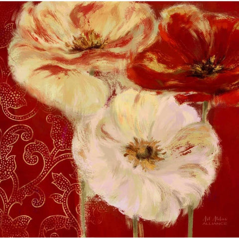 Eastern Poppies 2 Black Modern Wood Framed Art Print with Double Matting by Art Atelier Alliance