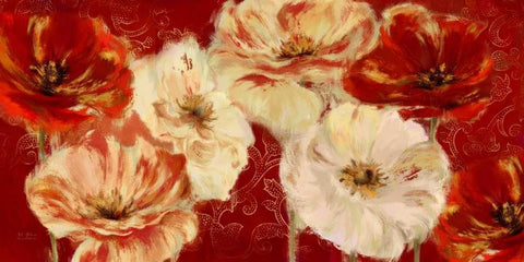 Imperial Poppies White Modern Wood Framed Art Print with Double Matting by Art Atelier Alliance