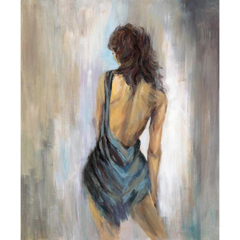 Blue Backless 1 White Modern Wood Framed Art Print by Art Atelier Alliance