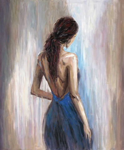 Blue Backless 2 White Modern Wood Framed Art Print with Double Matting by Art Atelier Alliance