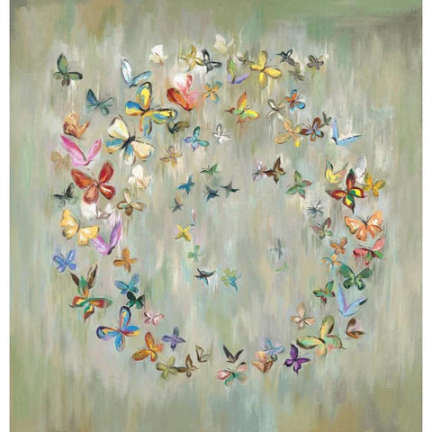 Butterfly Circle 1 Gold Ornate Wood Framed Art Print with Double Matting by Art Atelier Alliance