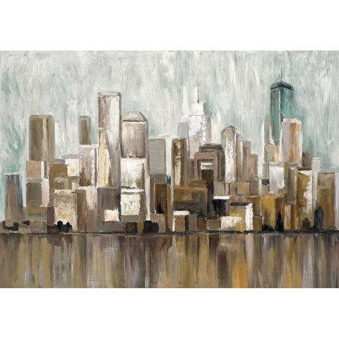 City Scape 2 Black Modern Wood Framed Art Print with Double Matting by Art Atelier Alliance
