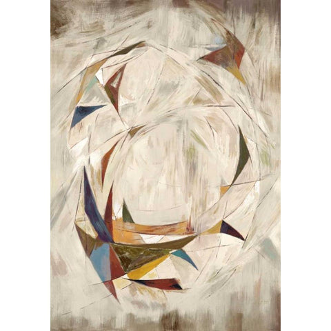 Triangle Circle on Cream Black Modern Wood Framed Art Print with Double Matting by Art Atelier Alliance