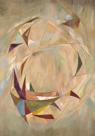 Triangle Circle White Modern Wood Framed Art Print with Double Matting by Art Atelier Alliance