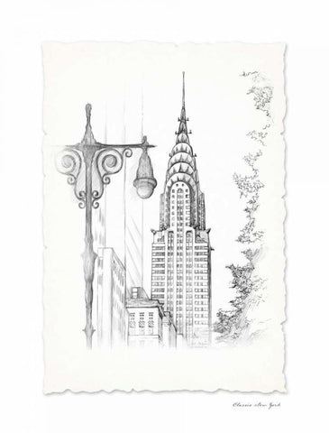 New York Avenue Pen and Ink White Modern Wood Framed Art Print with Double Matting by Art Atelier Alliance