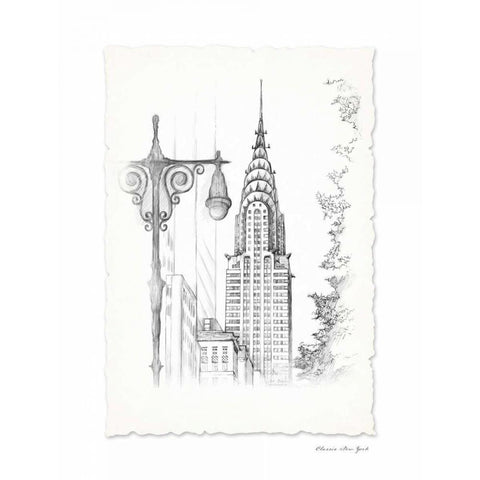 New York Avenue Pen and Ink Black Modern Wood Framed Art Print by Art Atelier Alliance