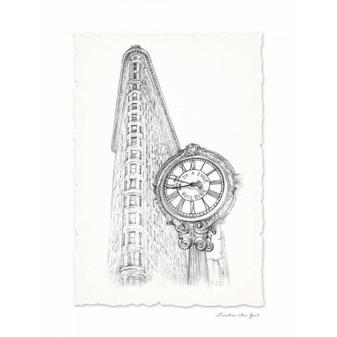 New York Sketch Pen and Ink White Modern Wood Framed Art Print by Art Atelier Alliance