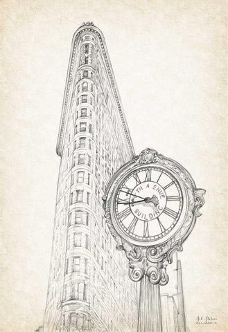 New York Sketch Book White Modern Wood Framed Art Print with Double Matting by Art Atelier Alliance