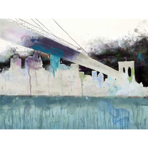 Painted City Black Modern Wood Framed Art Print with Double Matting by Art Atelier Alliance